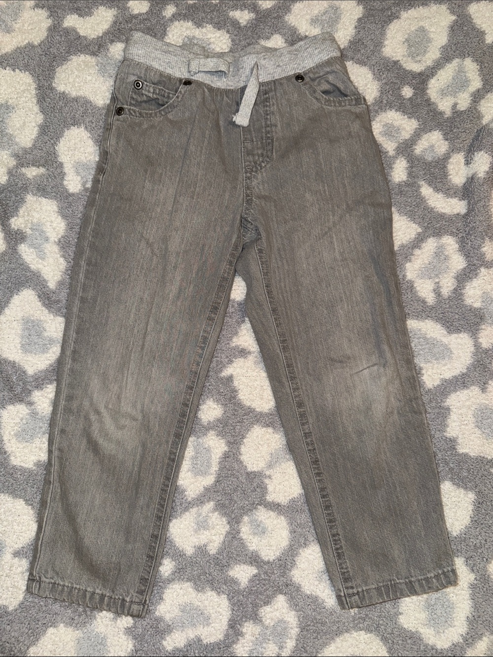 Kids Pull-On Grey Casual Pants with Drawstring Waist